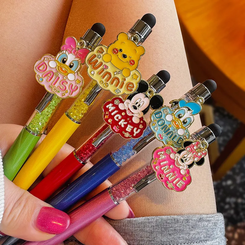 Cute Mouse Head Cartoon Ballpoint Pen with Donald Duck Sticker – Kawaii Retractable Pen with 0.5mm Black Quick-Dry Ink, Aesthetic Stationery Gift for Students, Girls & Teens